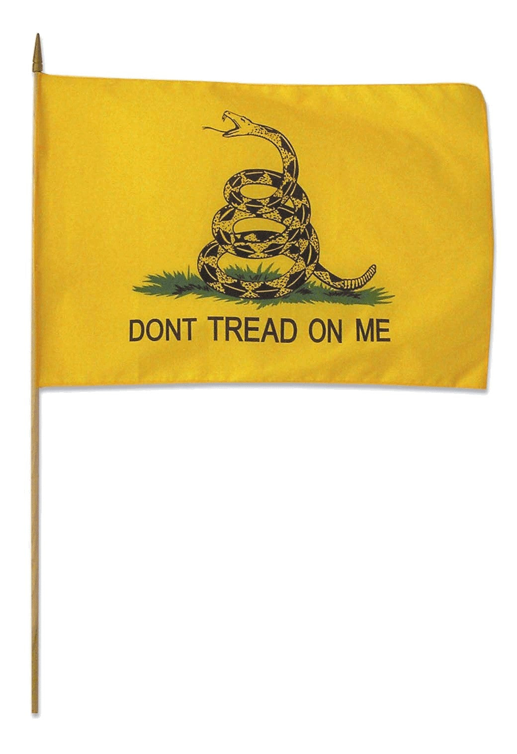 Polycotton Gadsden Flag on 48 in. White Wood Staff-24 in. X 36 in.