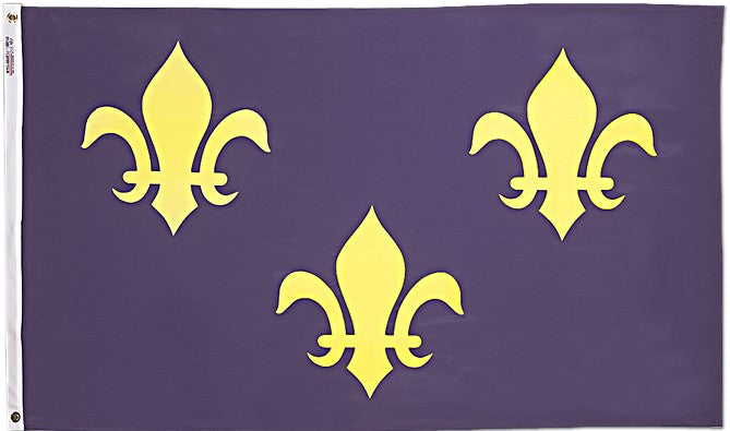 Fleur De Lis Flag, Blue with Three Gold Fleurs Nyl-Glo-3 ft. X 5 ft.