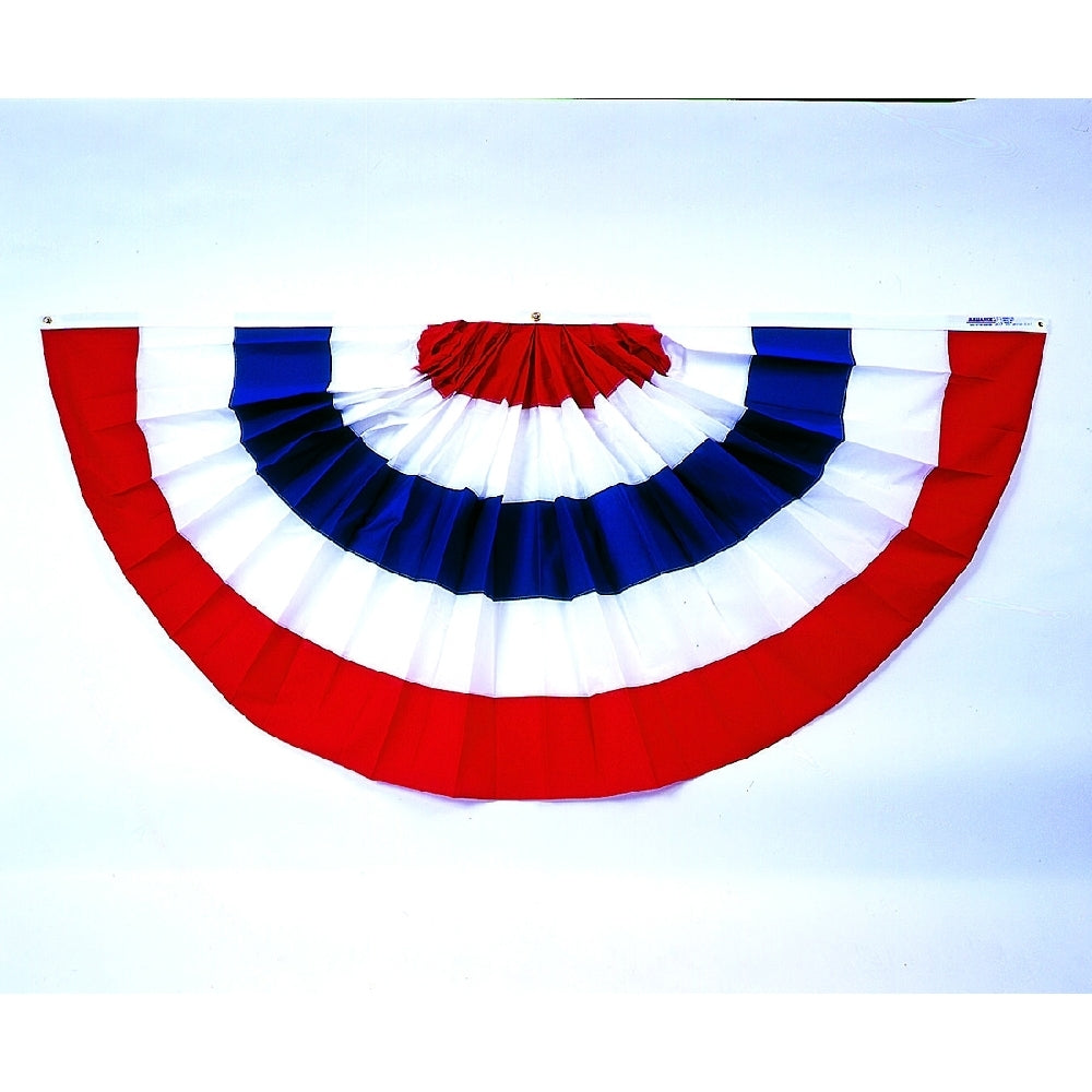 4 ft. X 8 ft. Large Pre-pleated Fan Bunting Decoration with Stripes. Fade Resistant Nyl-Glo.