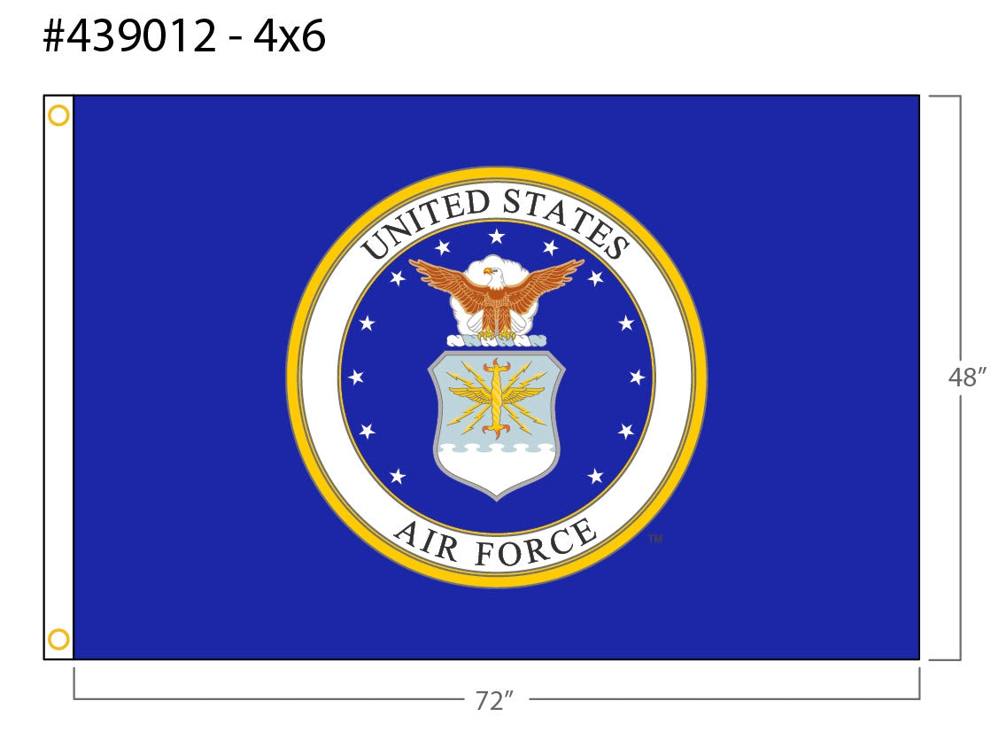 U.S. Air Force Military Flag 4 ft. x 6 ft. Nylon SolarGuard® Nyl-Glo - Model 439012