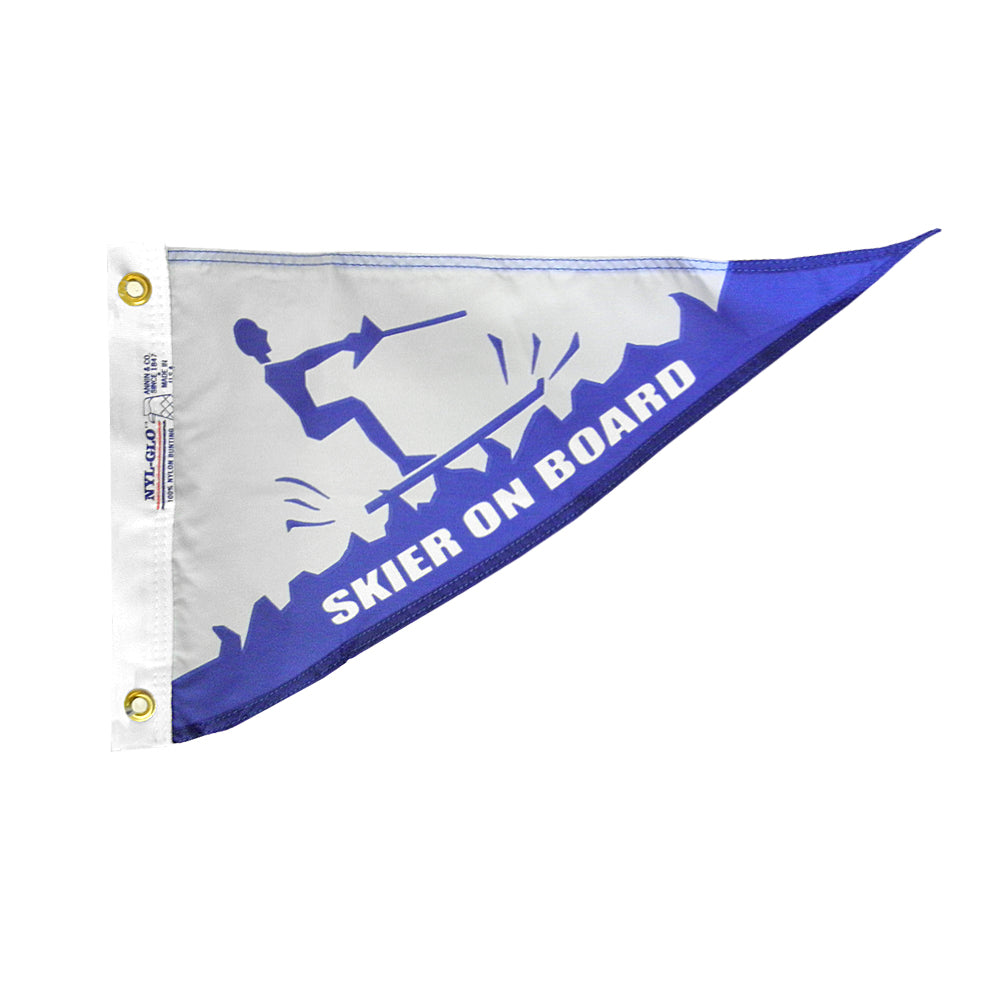 10 in. X 15 in. Nyl-Glo Skier On Board Pennant