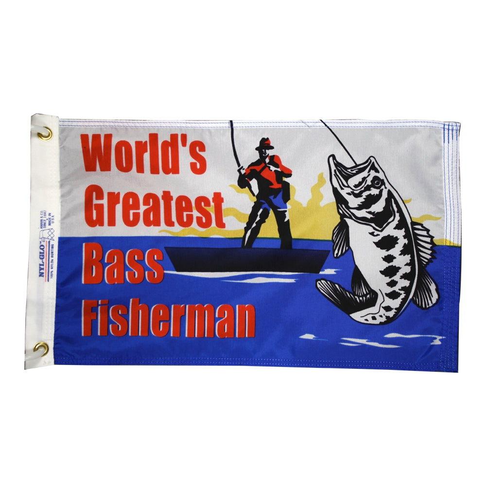 Nyl-Glo World's Greatest Bass Fisherman Flag-12 in. X 18 in.