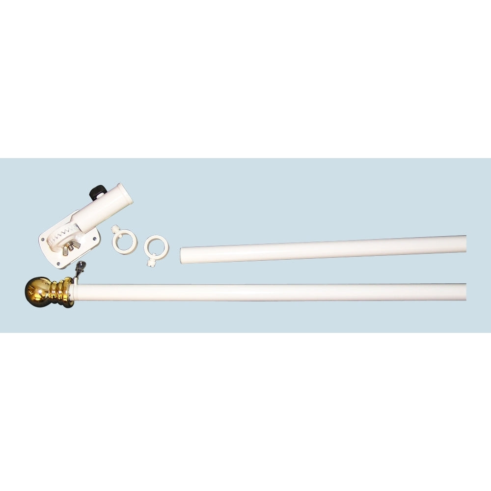 6 ft. 2 Piece White Spinning Flagpole with Ball Top and Adjustable Holder