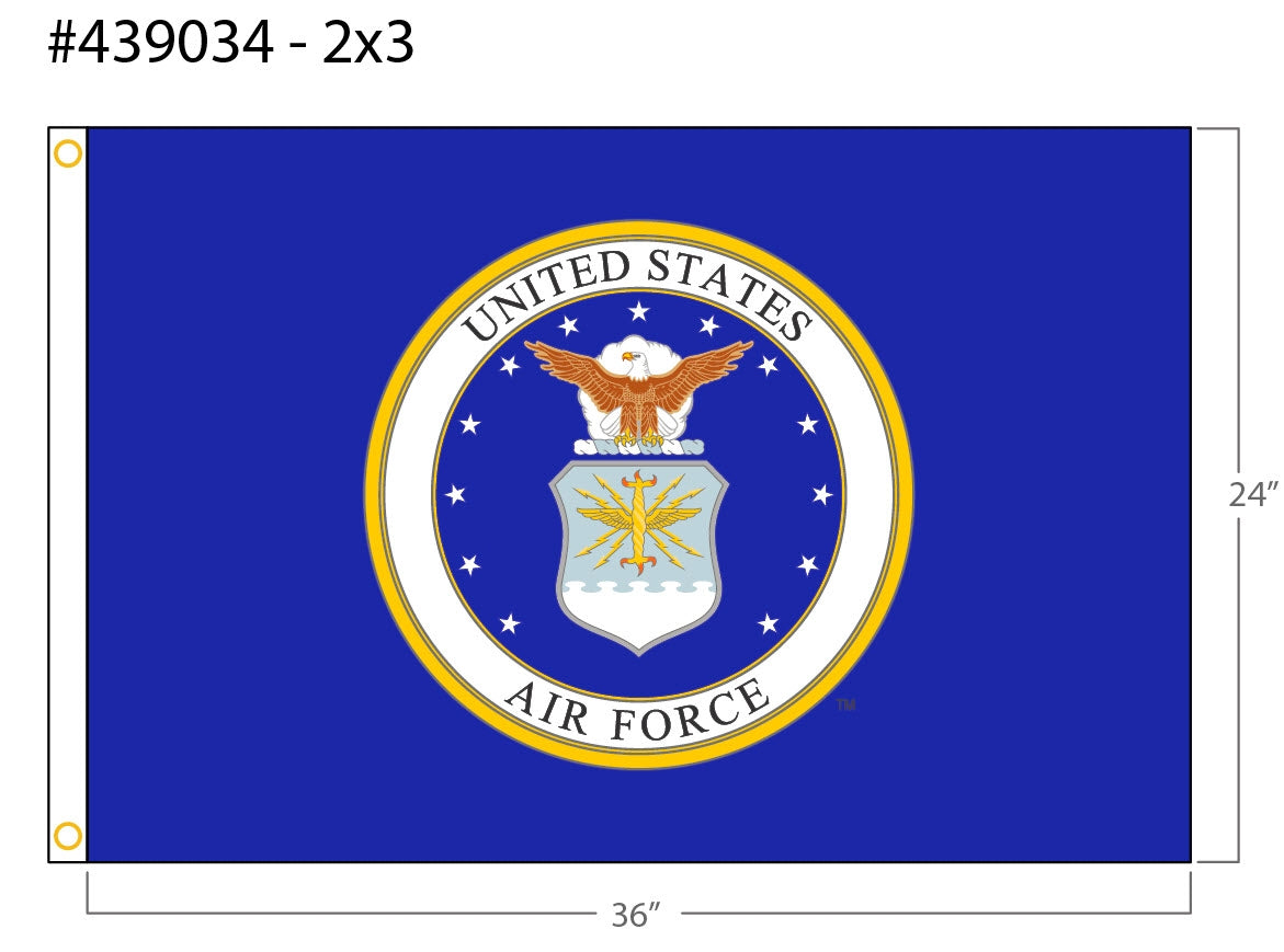 U.S. Air Force Military Flag 2 ft. x 3 ft. Nylon SolarGuard® Nyl-Glo - Model 439034