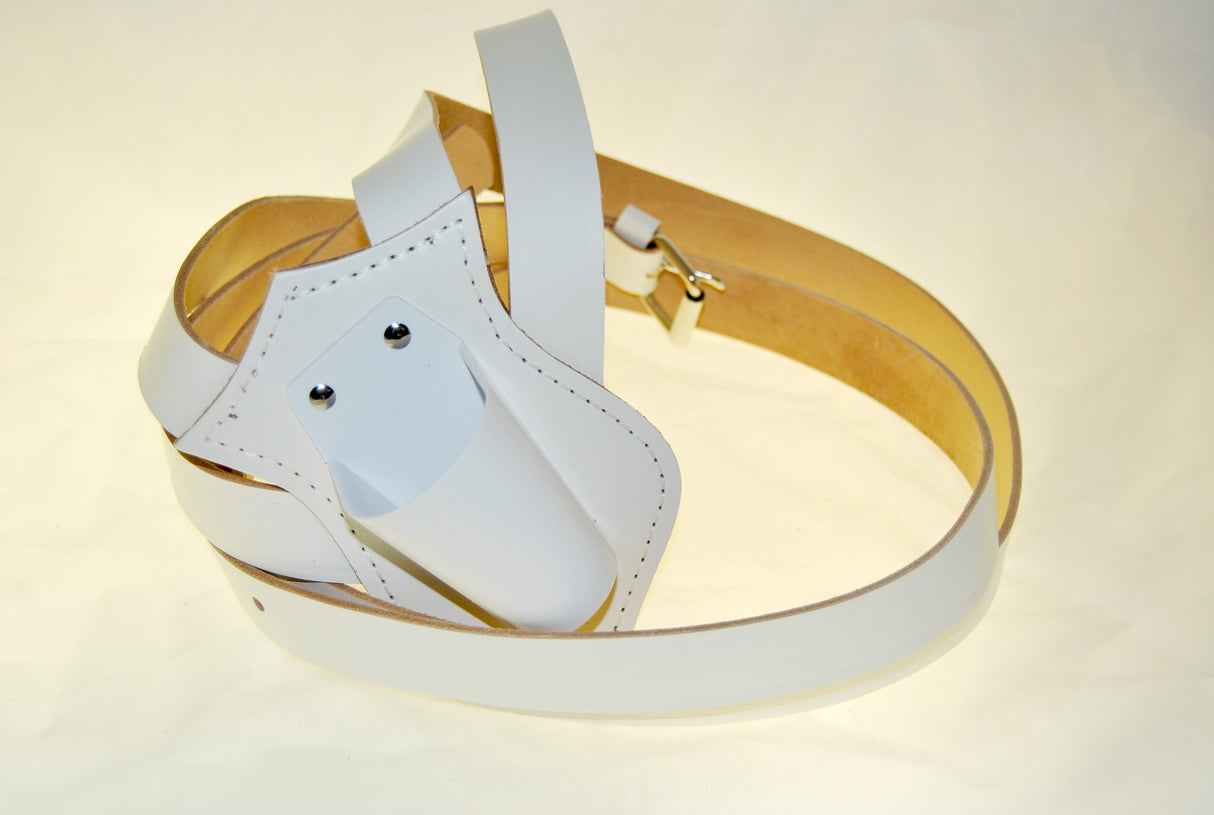 Double Strap White Leather Parade Belt