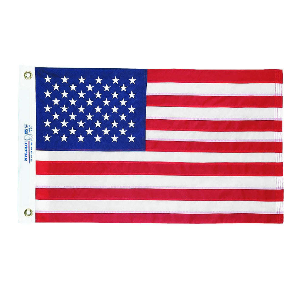 12 in. X 18 in. Nyl-Glo U.S. Flag with Embroidered Stars and Sewn Stripes for Boaters.