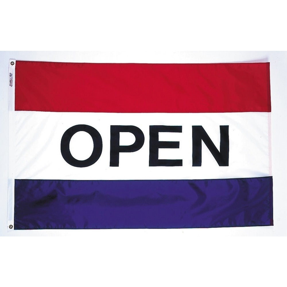 Open Flag with Red, White and Blue Stripes -Nyl-Glo- 3 ft .X 5 ft.