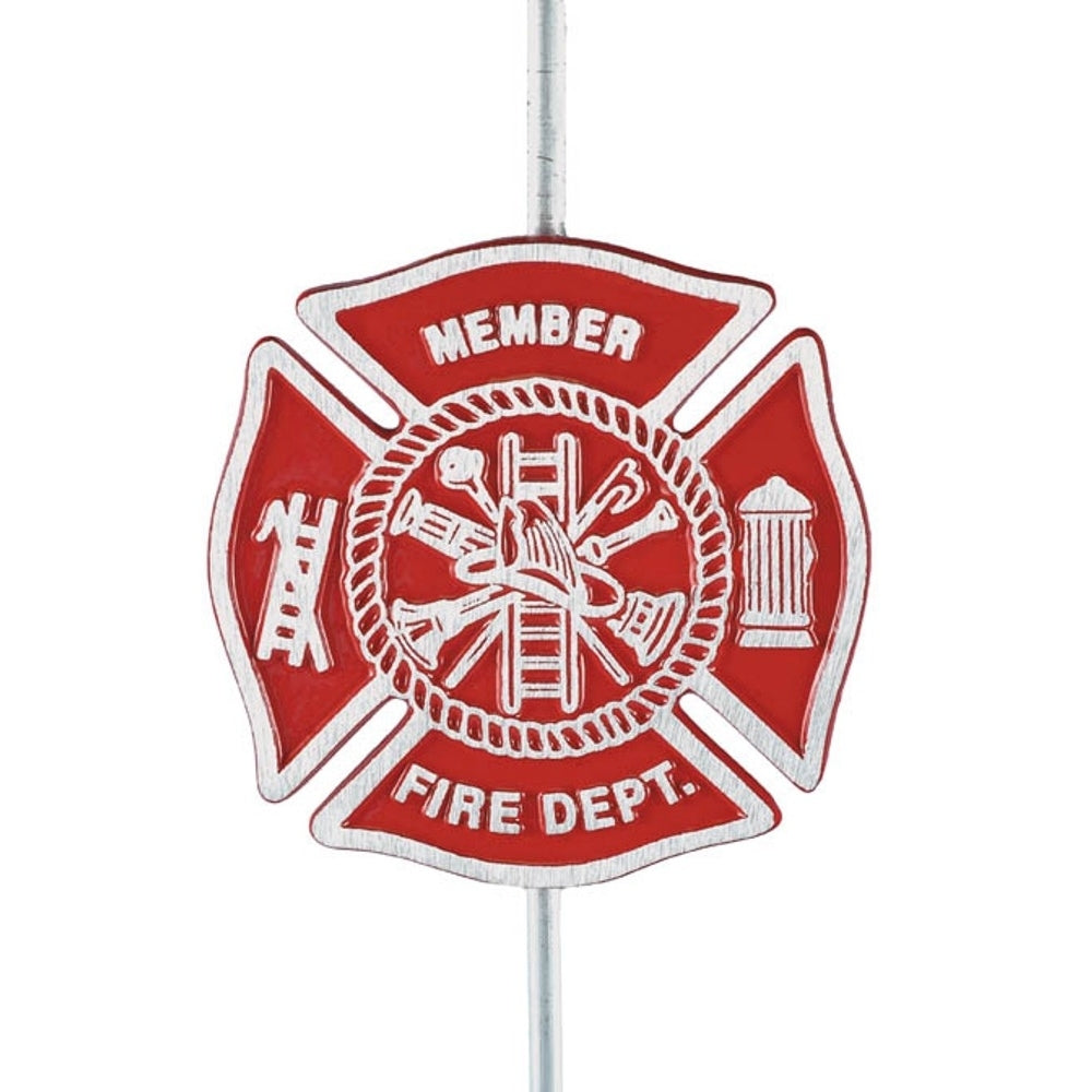 Grave Marker-Red Aluminum Firefighter