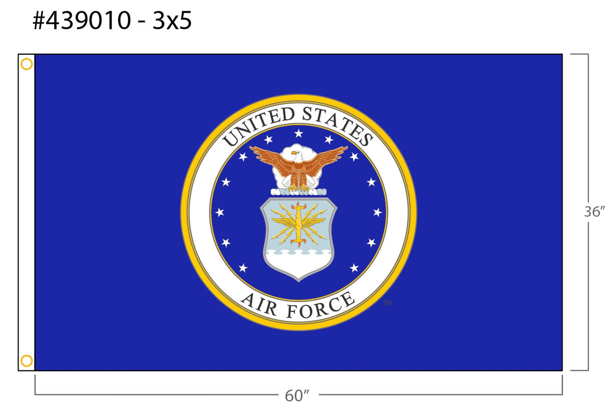 U.S. Air Force Military Flag 3 ft. x 5 ft. Nylon SolarGuard® Nyl-Glo - Model  439010