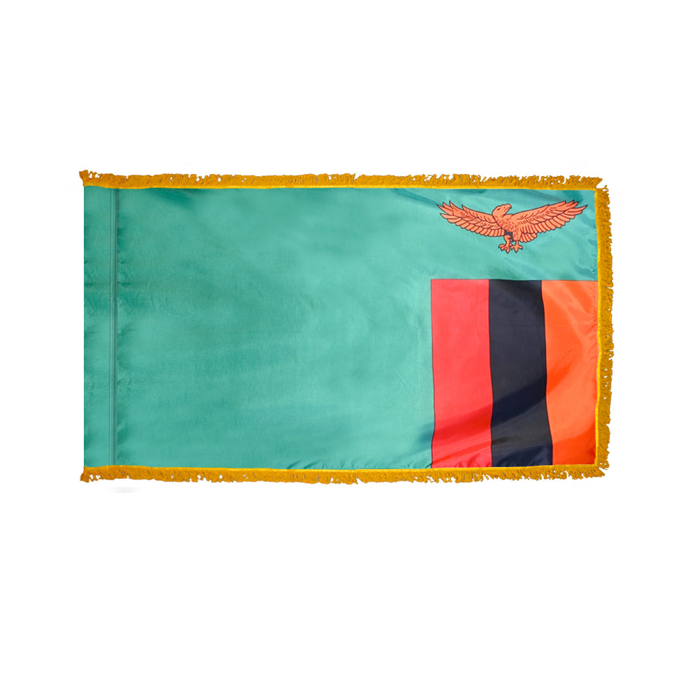 3 ft. x 5 ft. Indoor and Parade Colonial Nyl-Glo Zambia Flag with Fringe