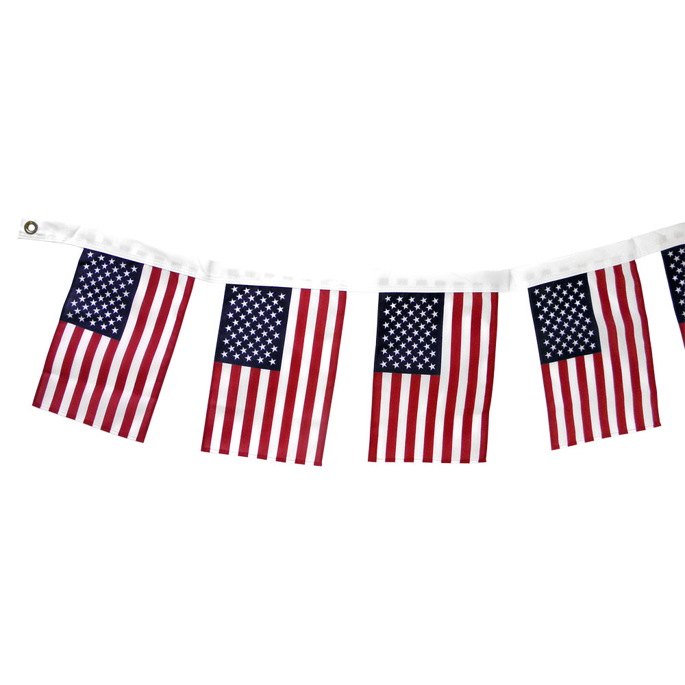 U.S. Flag Garland -12 ft. length -Flags are 8 in. x 12 in. Polyester/Cotton blend.