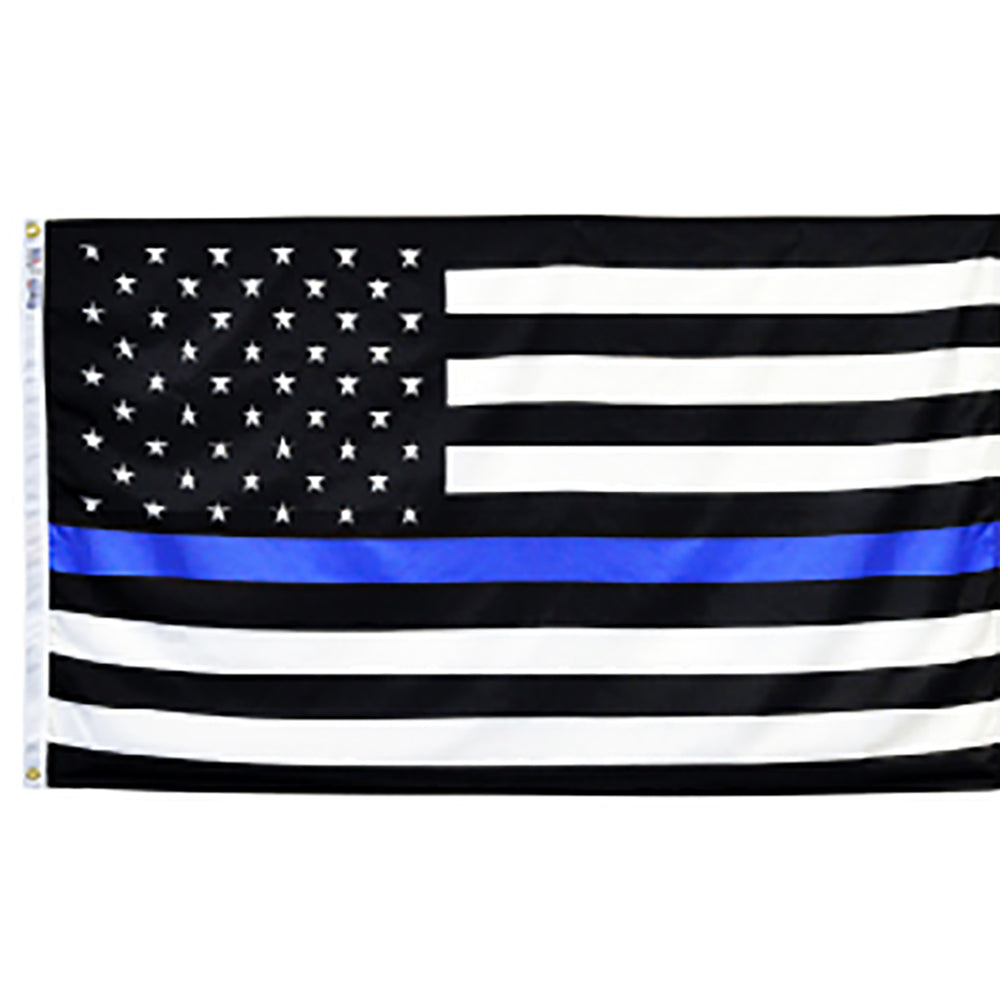 Thin Blue Line U.S. Flag 3x5 ft. Nylon SolarGuard Nyl-Glo. Model 3916